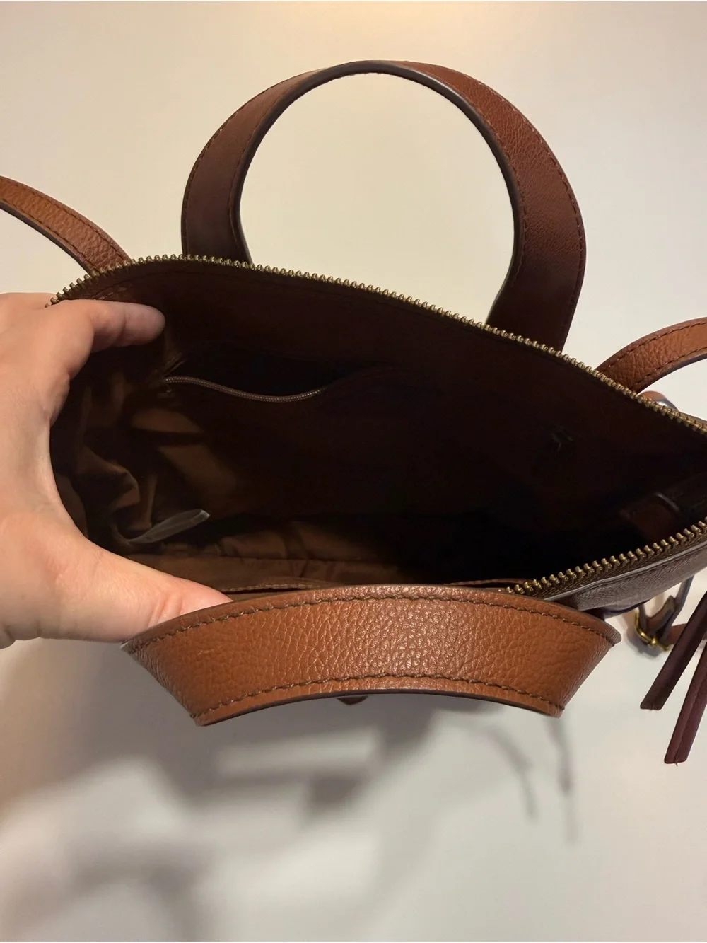 Fossil Hunter Brown Leather Convertible Backpack Purse Shoulder Bag Cognac
